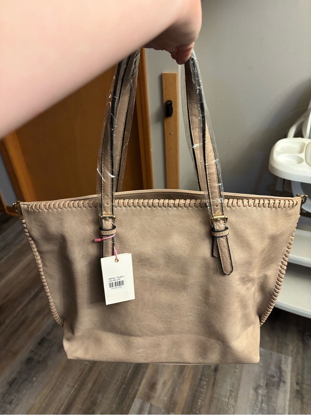 Handbag Republic NWT Stone Calin Whipstitch Tote Bag Vegan Leather Shoulder Boho